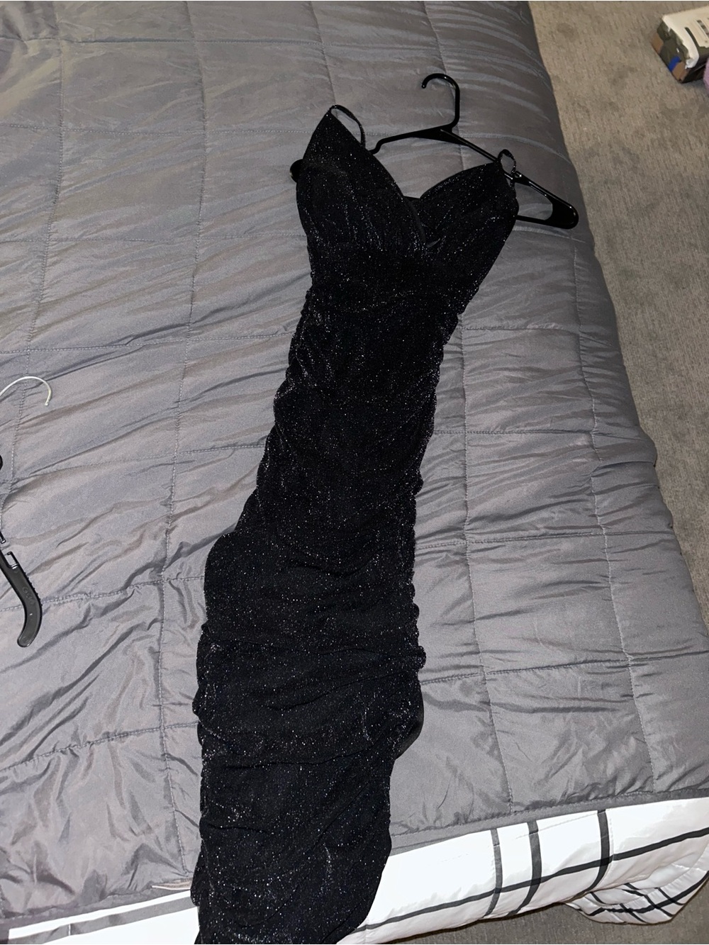 Papaya Black Sparkle Maxi Dress with Spaghetti Straps
